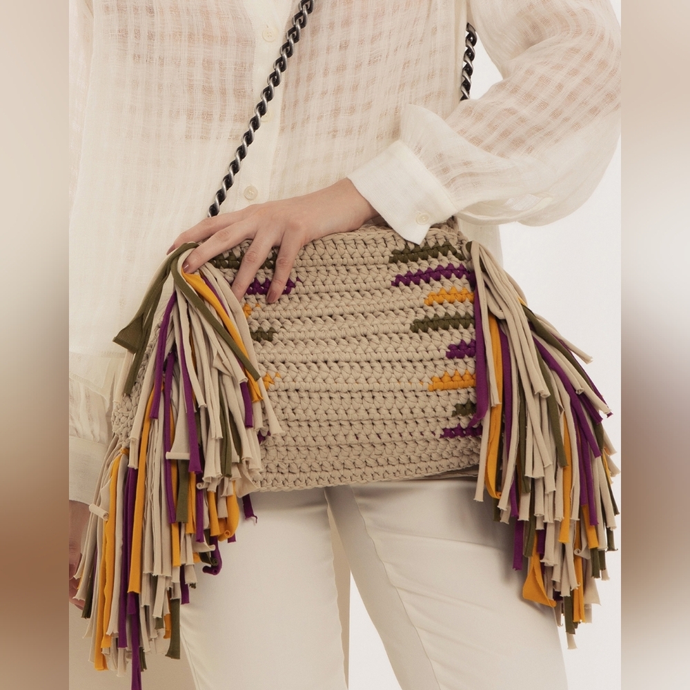 NEW Belier Belier BOLSA Crochet FRINGE Bag - Picture 3 of 16
